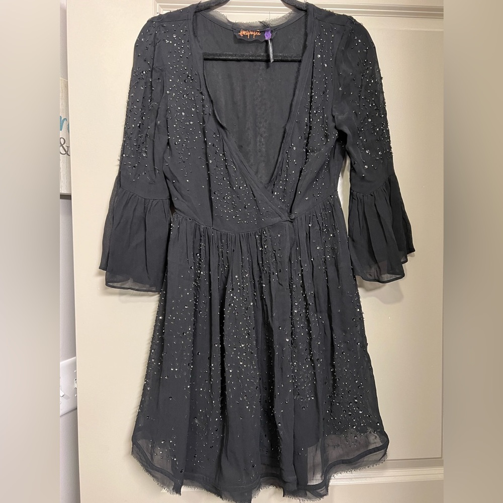 Free People Georgette Beaded Wrap Dress - XS - Picture 1 of 12